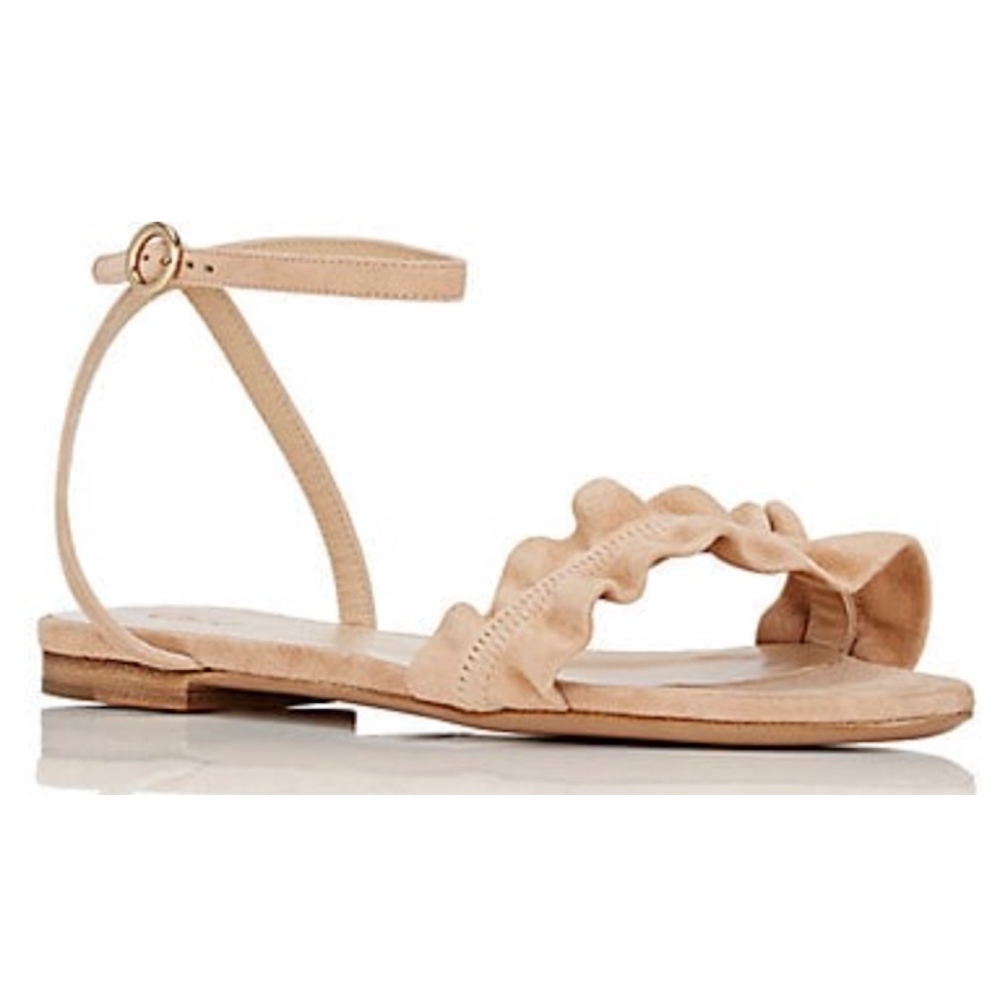 New Chloe Ruffle Sanals Beige Suede SZ 38.5